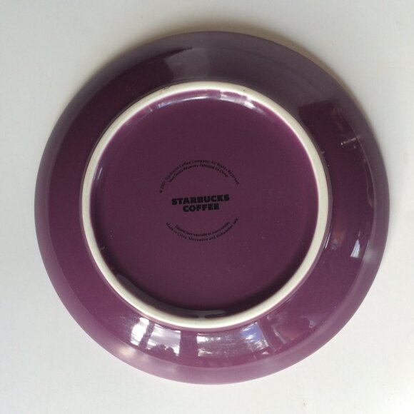 Starbucks 2007 Coffee Tea Mug Cup Saucer Set Purple White Leaf 10 oz - Picture 9 of 10